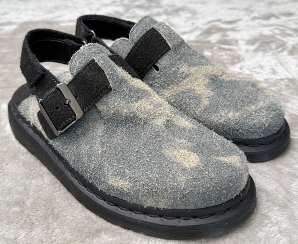 Dr. Martens Jorge II Slingback Clog Stonewashed Suede Gray Black Womens Size 9